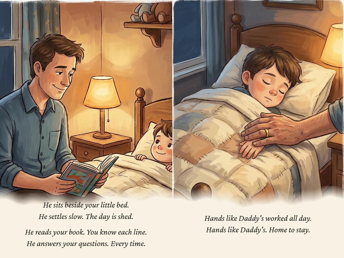 Sample spread from Hands Like Daddy's showing the closing scene