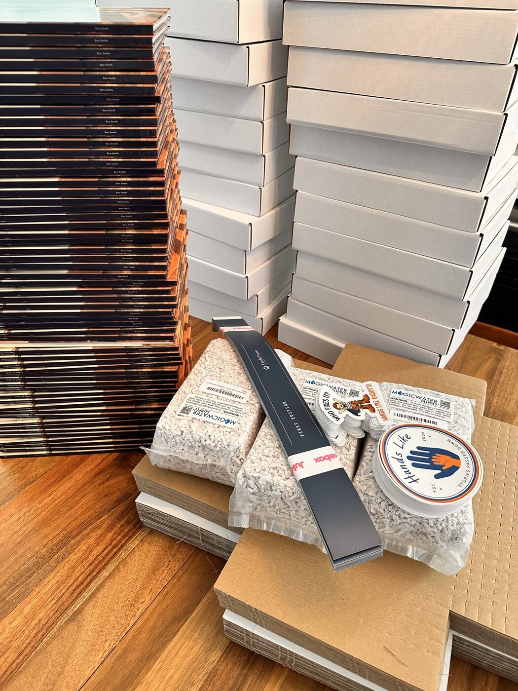 Finished first edition copies with belly bands on
